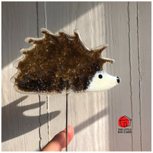 Load image into Gallery viewer, Fused Glass hedgehog with rod stake. Handmade gifts from The Little Red Cabin studio in Cirencester, Gloucs