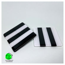 Load image into Gallery viewer, Example Coasters - A pair of black and white striped coasters
