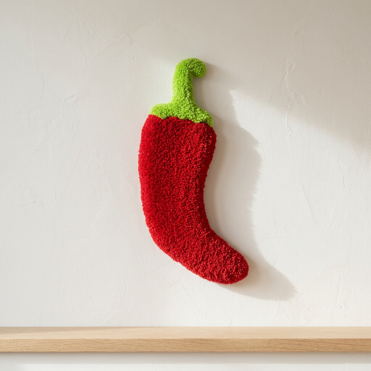 Wool chilli wall art, gallery shot